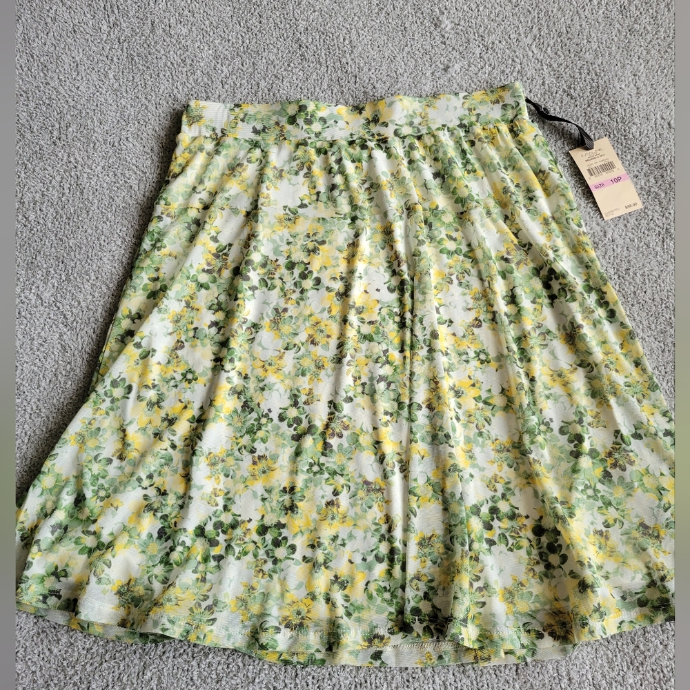 🌼B2G1 3/$20🌼 Emaline Chic Floral Midi Skirt in Green and Yellow 10P - Picture 1 of 5